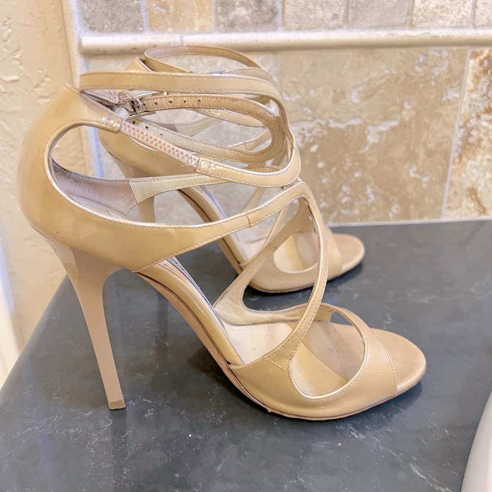 Lance patent nude leather sandals